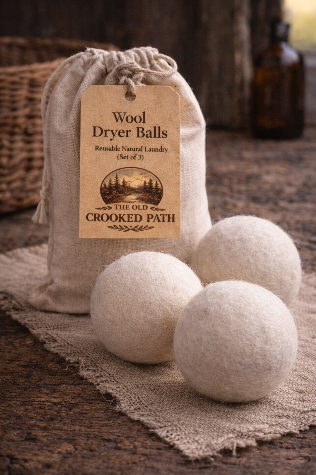 Wool Dryer Balls — Reusable Natural Laundry (Set of 3)